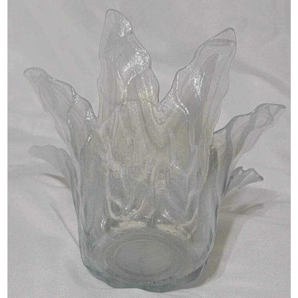 VTG ORIGINAL‎ MURANO HANDBLOWN GLASS FLOWER VASE/BOWL PLANTER WHITE - ITALY